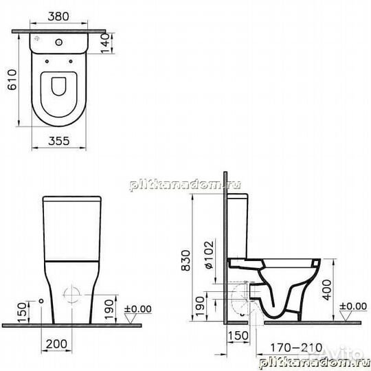 Vitra Norda Унитаз-компакт 9012B003-7211, сиденье микролифт