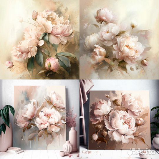 Холст пионы