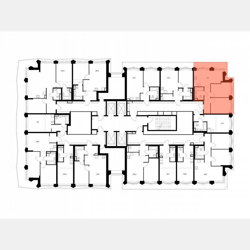 2-к. квартира, 45 м², 23/31 эт.