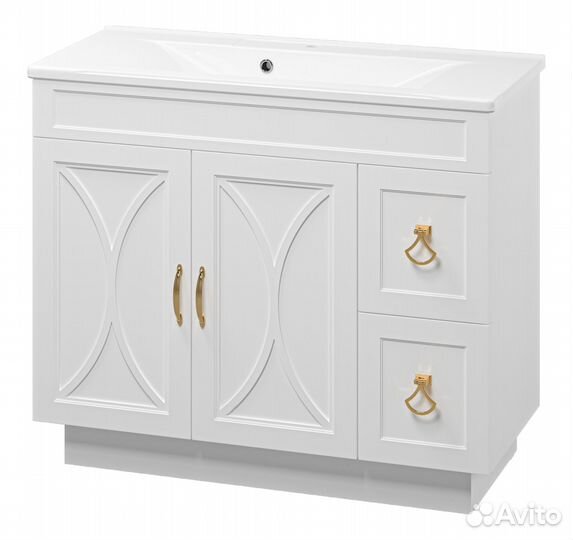 Тумба под раковину Амбра 100 (белая) + раковина M