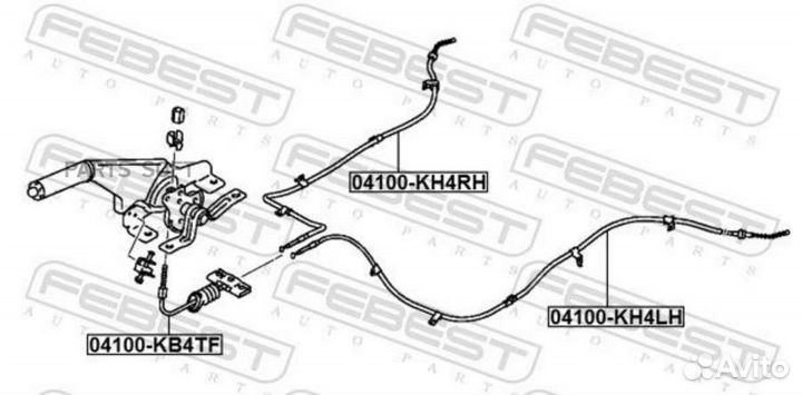 Febest 04100-KH4LH Трос ручного тормоза L