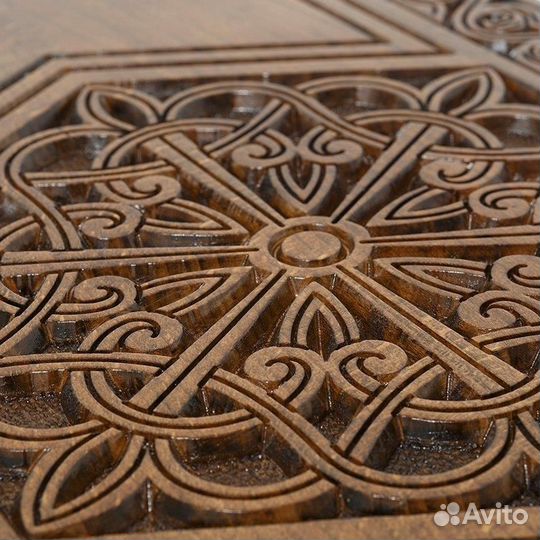 Нарды резные Шестигранный узор 61 х 63 см бук Армения 62767