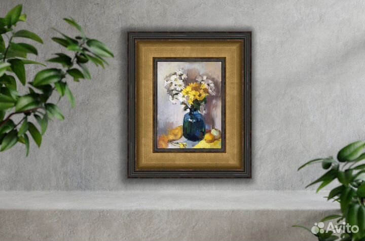 Цветы маслом на холсте, цветы. Картина в интерьер