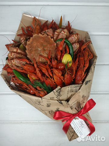 Букет из раков и краба, мужской букет съедобный