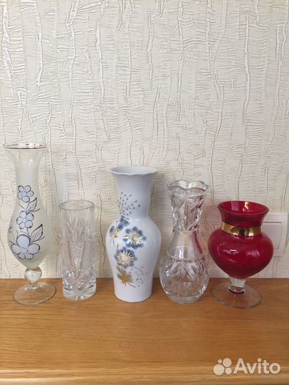Вазы цветочные(стекло,хрусталь) Чехия, СССР