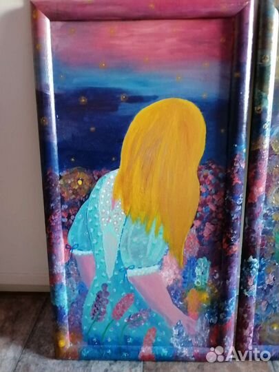 Картина акрилом на холсте. Девушка