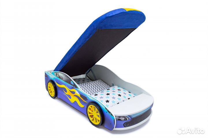 Кровать-машинка с подъемным механизмом. Синии