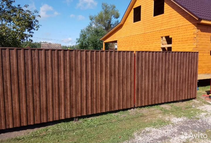 Забор металлический,ворота, калитки под ключ