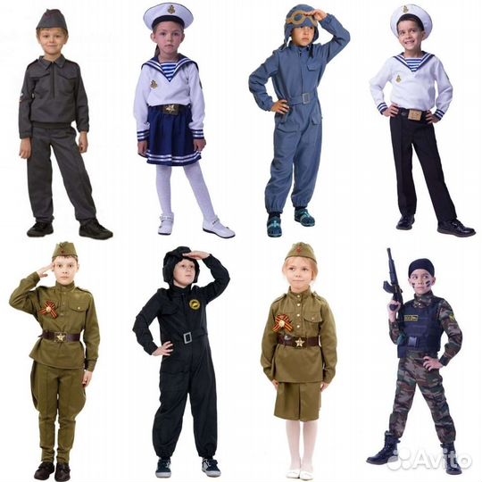 Костюмы солдат, солдатка, танкист, летчик