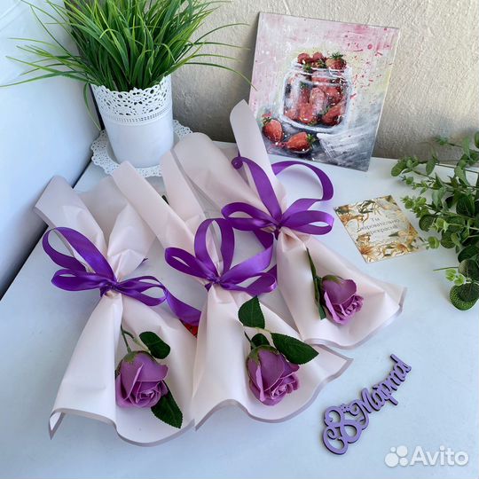 1 мыльная роза в упаковке