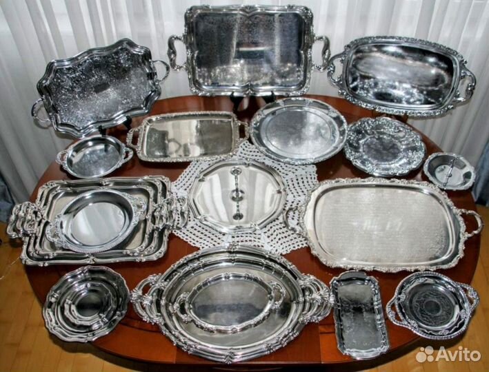 Подносы и менажницы из Франции, посеребрение