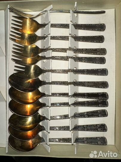 Набор чайных ложек и вилочек мельхиор СССР