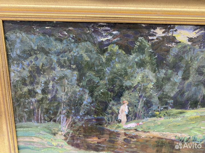 Картина старинная масло холст