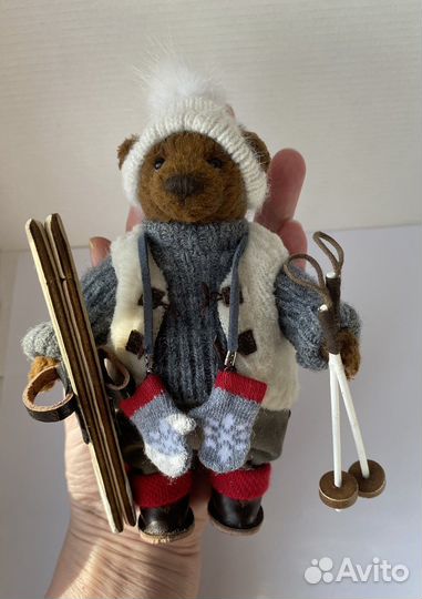 Мишка тедди ручная работа Женёк-лыжник