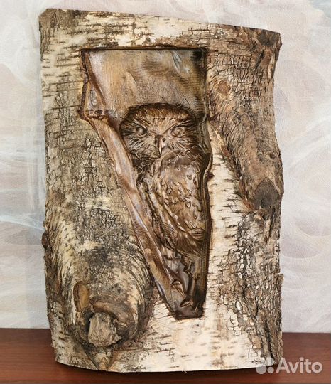 Сова из березы. Размер 27х40 см