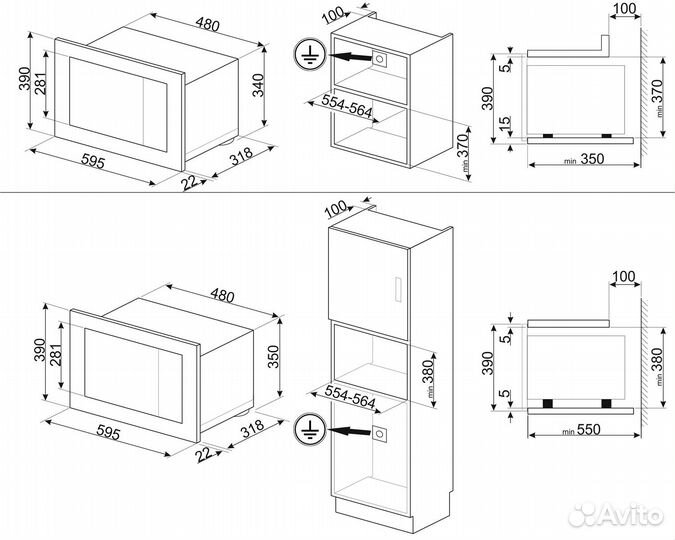 Комплект духовой шкаф и свч черная smeg Linea EAC