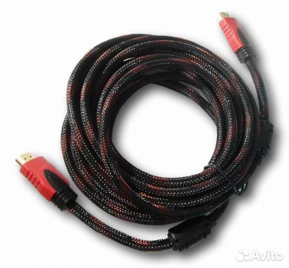 Кабель hdmi - hdmi 5 м. gold V1.4 в оплетке, с фил