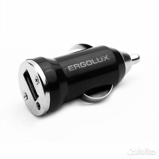 Адаптер автомобильный ergolux 1USB 12V 5V-2A