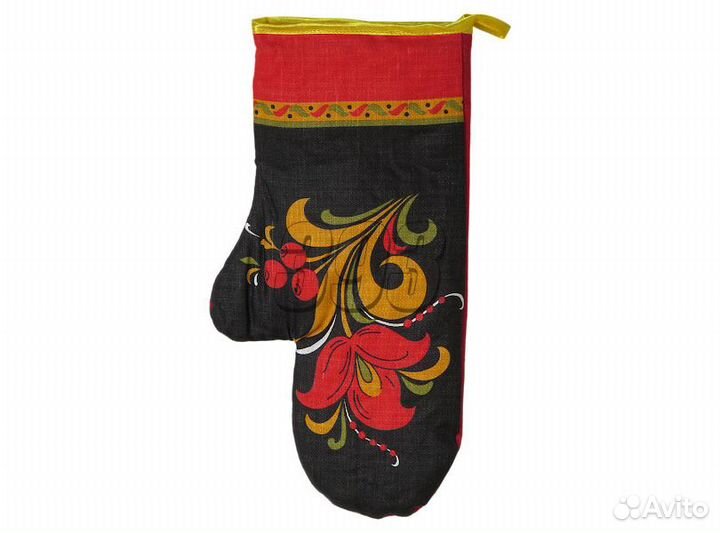 Рукавица Хохлома (чёрная) (5063)