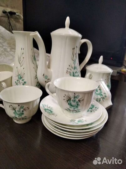 Костяной Фарфор. Винтаж. Сервиз кофейный
