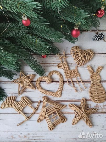 Плетеные новогодние игрушки на ёлку