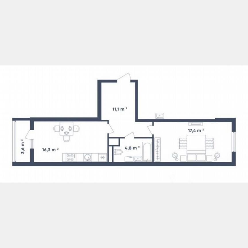 1-к. квартира, 53 м², 5/15 эт.