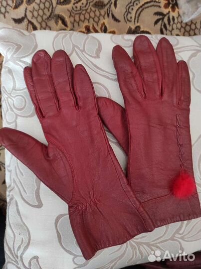 Перчатки женские кожаные