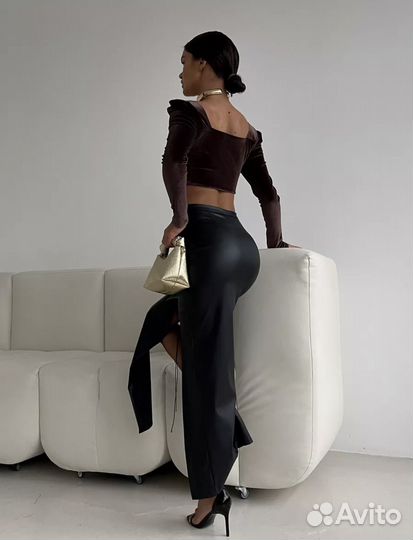 Юбка женская кожаная 44