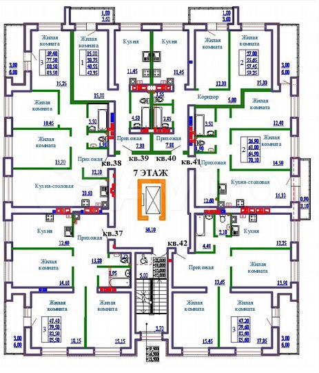 3-к. квартира, 83,5 м², 7/9 эт.