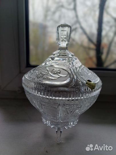 Хрустальная конфетница с крышкой СССР