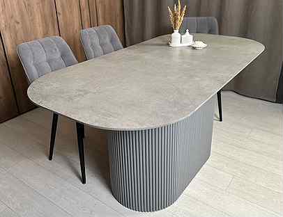 Стол обеденный из керамогранита Mesa Tuberia grey