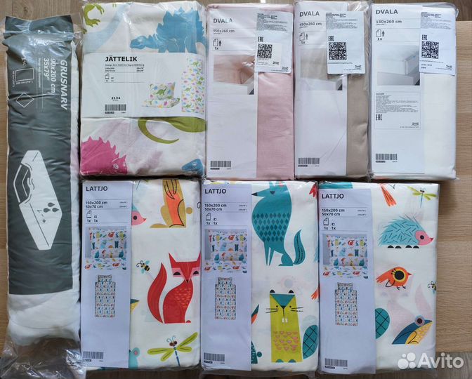 Икеа детское белье Звери Динозавры Наматрасник