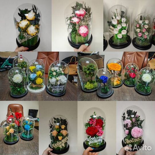 Цветы букеты деревья бонсаи в колбах арт223, от
