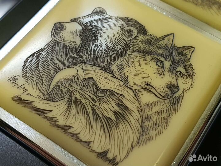 Зажигалка Zippo - Bear Eagle Wolf