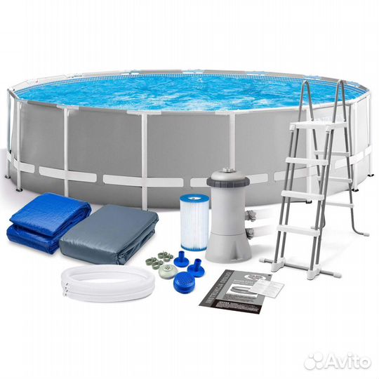 Каркасный бассейн intex 457 x 122см и 4 аксессуара