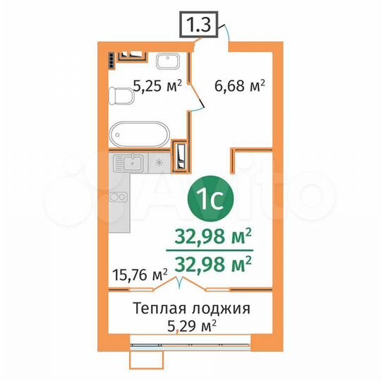 Квартира-студия, 32 м², 4/24 эт.
