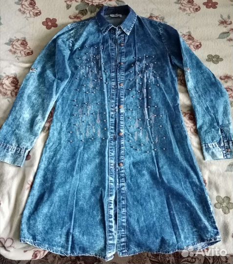 Рубашка-платье джинсовое 42-44 р