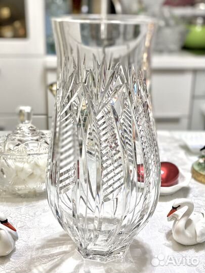 3 хрустальные вазы h 32 см Чехословакия и Германия