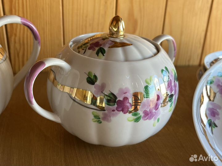 Сервиз чайный Дулево Багульник - Сирень фарфор 1с