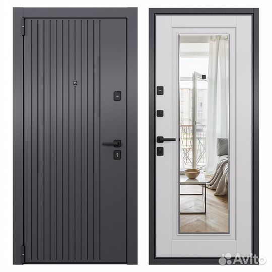 Дверь входная Бетта Скай левая с зеркалом 860 мм