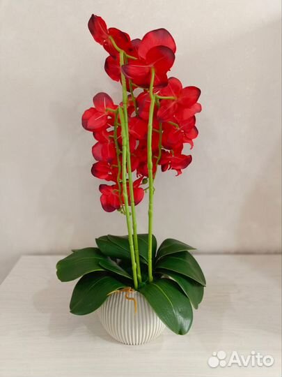 Орхидея искусственная тканевая в кашпо