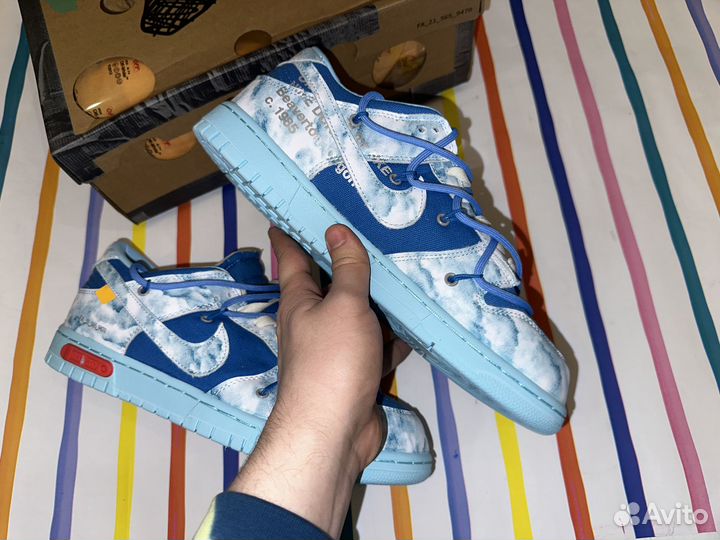 Nike SB dunk LOW X OFF-white цвет синий