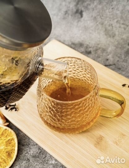 Чайник заварочный и 3 кружки стекло новый набор