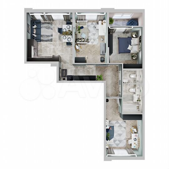 3-к. квартира, 75 м², 9/9 эт.