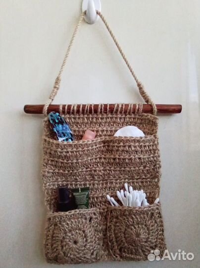 Органайзер подвесной вязаный из джута