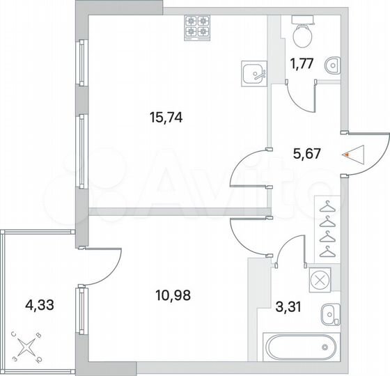 1-к. квартира, 38,8 м², 3/4 эт.