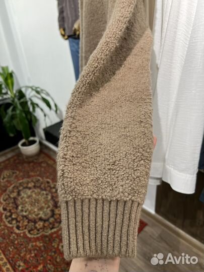 Свитер Турция вязанный, букле, черный и бежевый