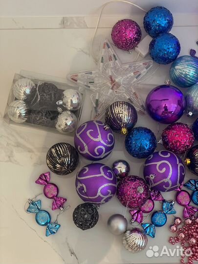 Елочные игрушки новогодние гирлянды пакетом