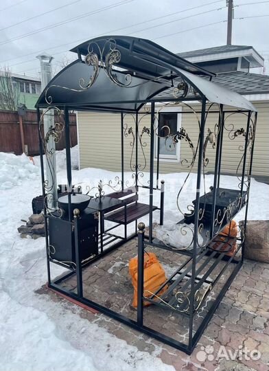 Мангал с печью под казан