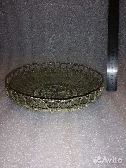 Сухарница, конфетница ваза, Скань Мельхиор